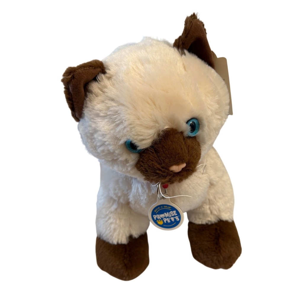 Build A Bear Promise Pets Siamese Cat Plush Cream Brown‎ Blue Eyes NWT 022861
